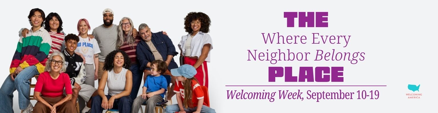 YMCA Welcoming Week graphic celebrating community, belonging, and the message that everyone has a place at the Y.